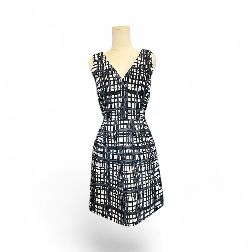 🆕 💙🤍 NWOT MADEWELL Blue & White Brushstroke Plaid “Midnight” Dress | Sz 0